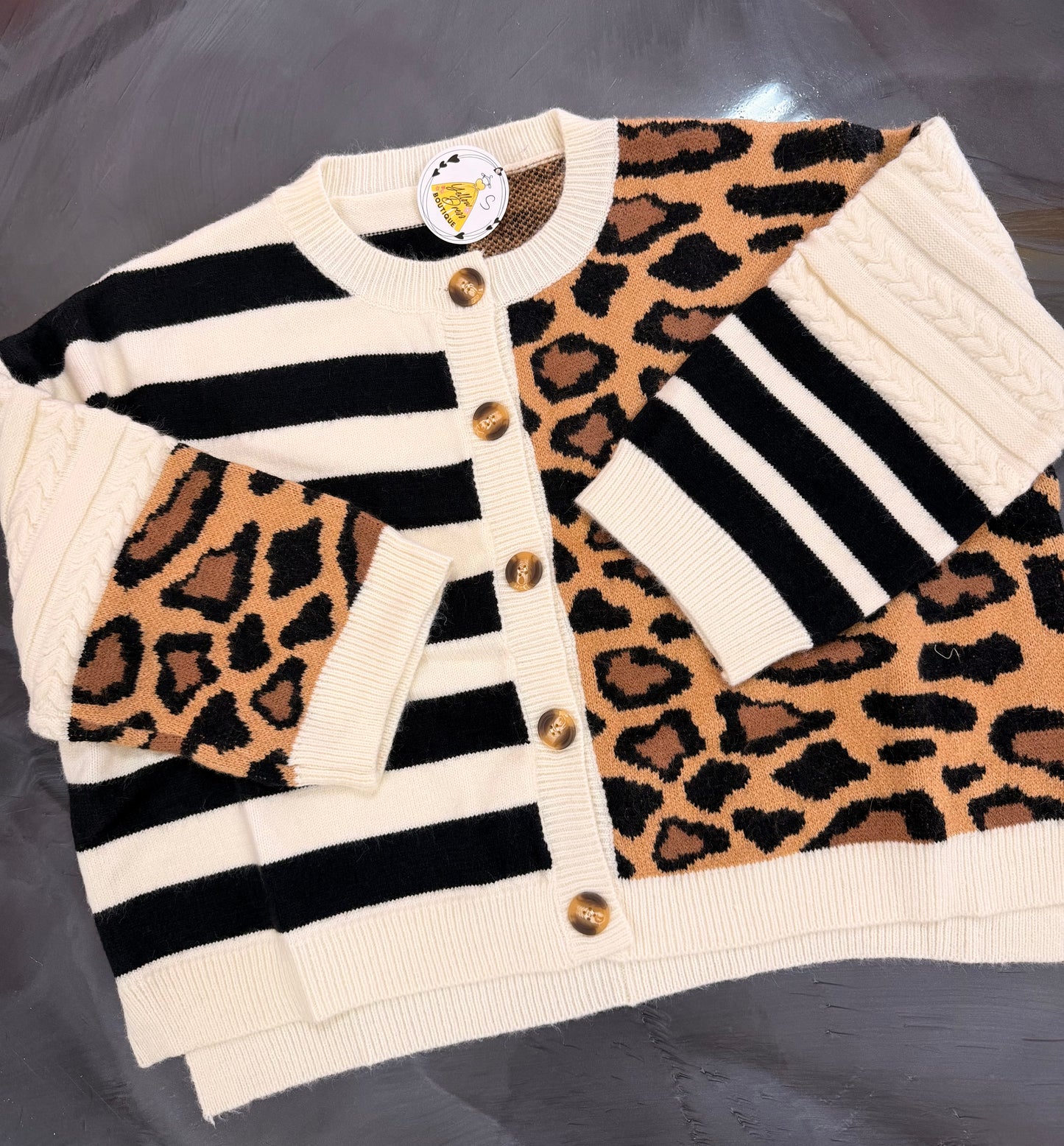 Bold Stripe And Leopard Cardigan