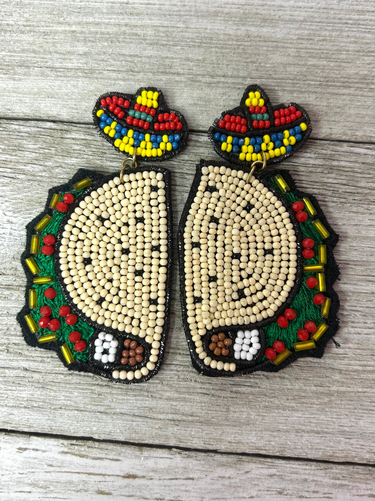 Seed Bead Earrings Taco