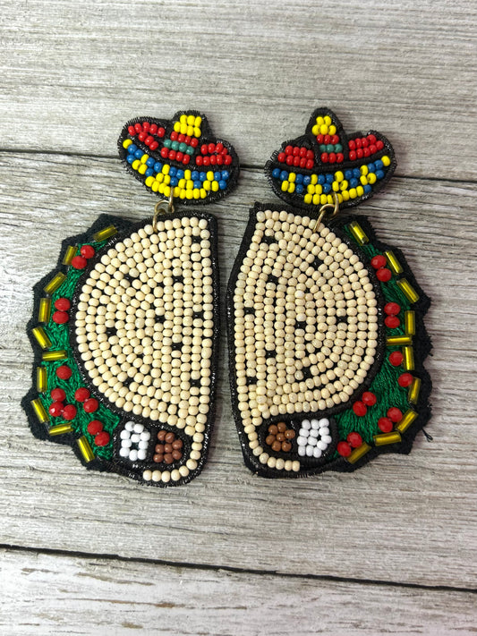 Seed Bead Earrings Taco