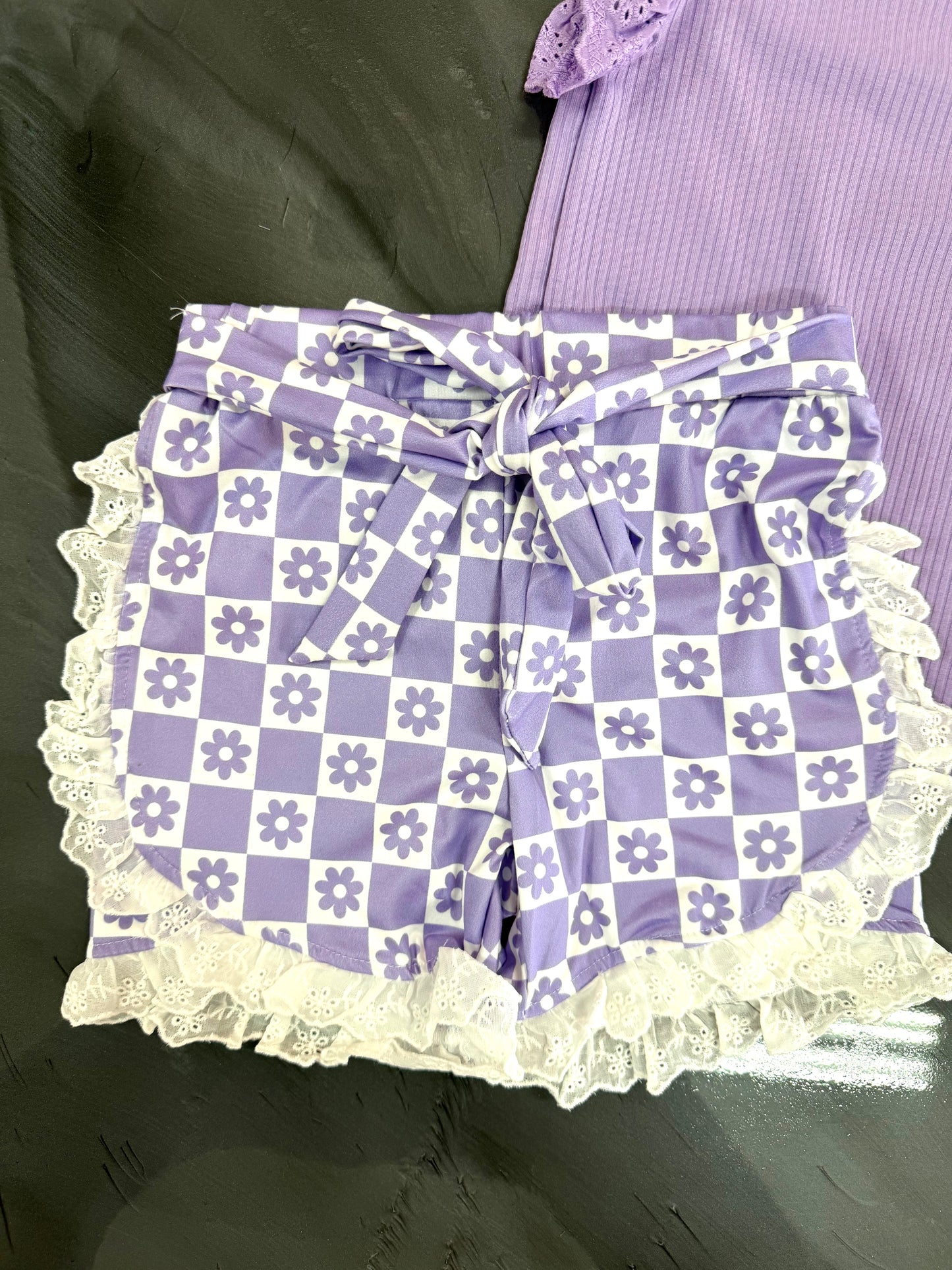 Girls Lavender Checkered Set