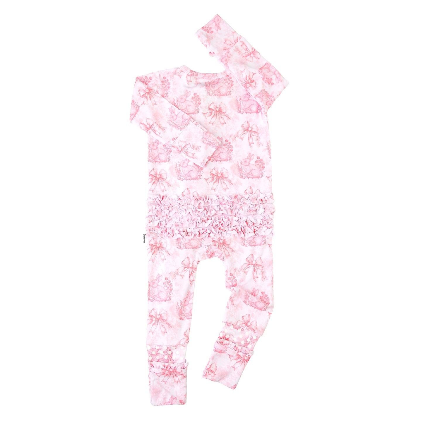 Pink Bunny Floral Bamboo Onesie