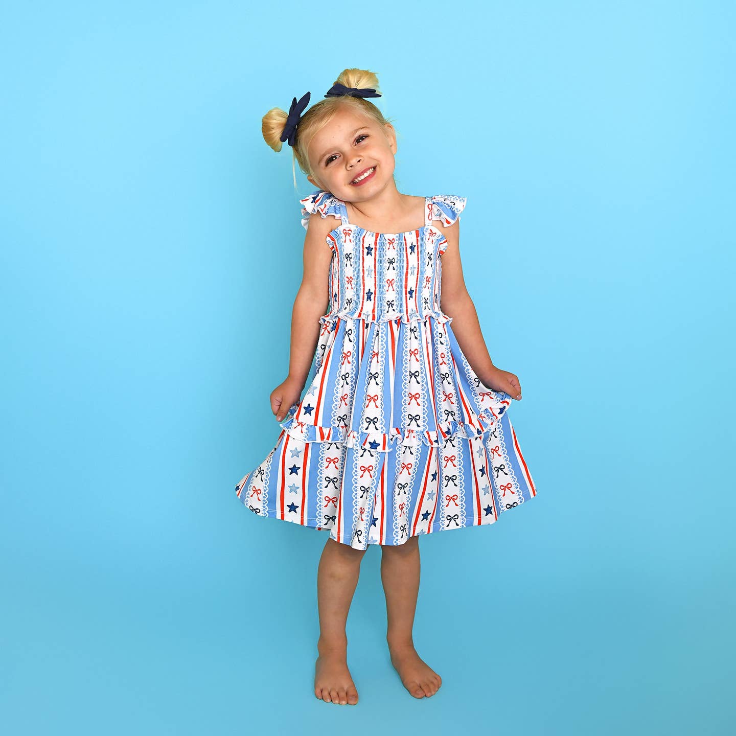 USA Bow Smocked Bamboo Dress
