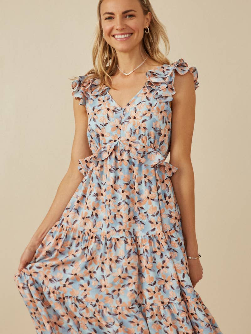 Floral Back Cutout Dress