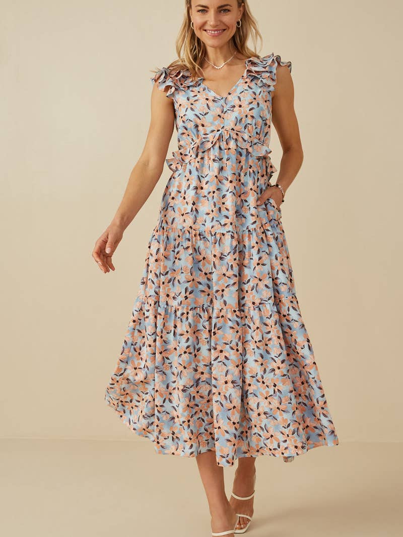 Floral Back Cutout Dress