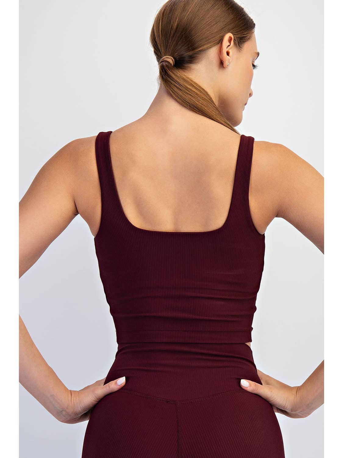 Ribbed Athletic Wear Crop Top Dk Cherry