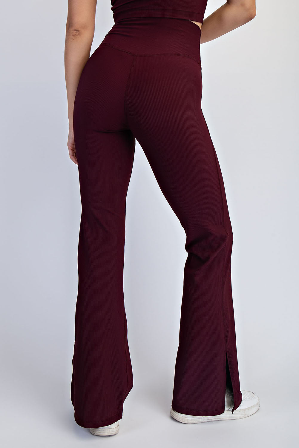 Ribbed Athletic Wear V Waist Flared Leggings