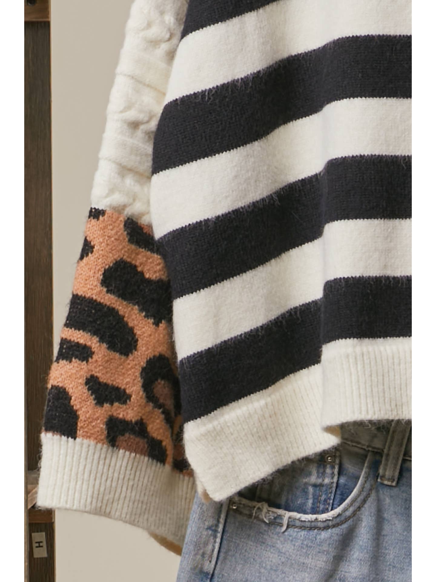 Bold Stripe And Leopard Cardigan