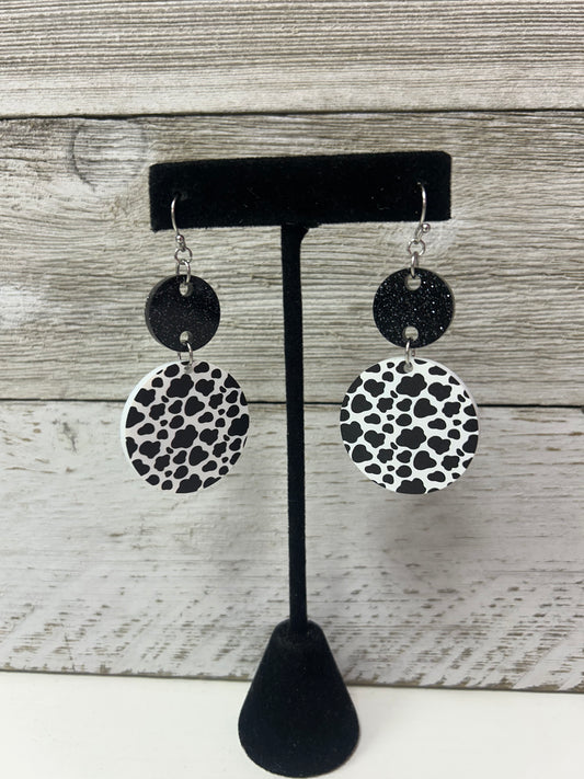 Double Dangle Cow Print Earrings