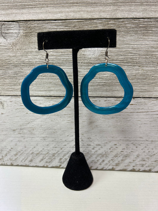 Teal Resin Ring Earrings