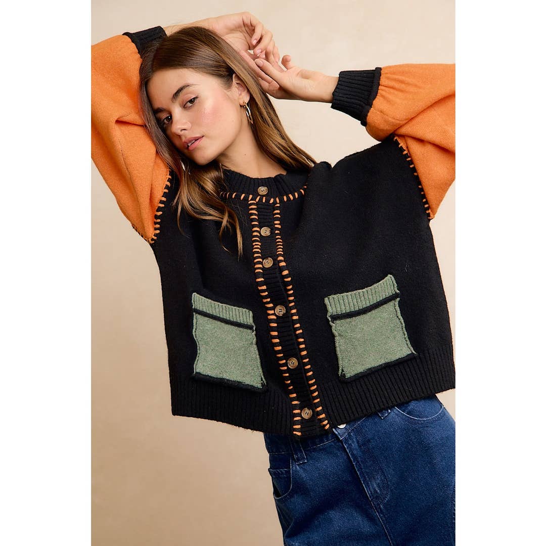 Whipstitch Button Fall Cardigan