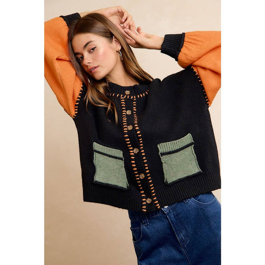Whipstitch Button Fall Cardigan