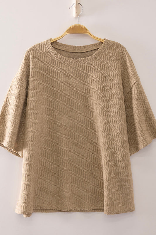 Mocha Textured Short Sleeve Top