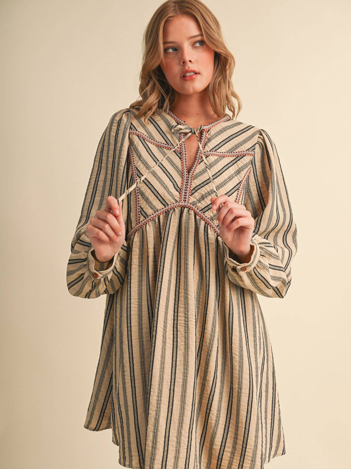 Striped Sand Mini Dress