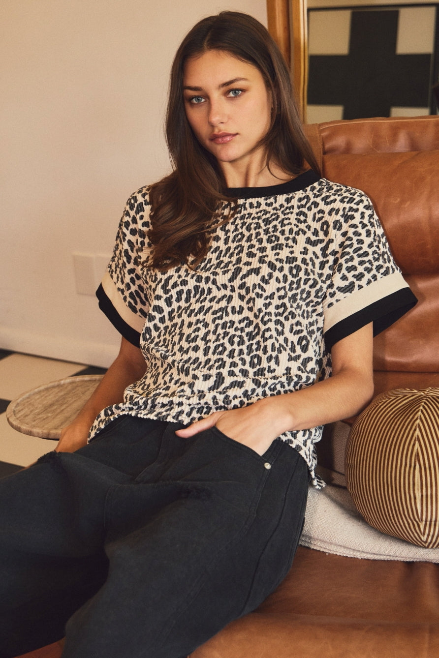 Textured Leopard Knit Top