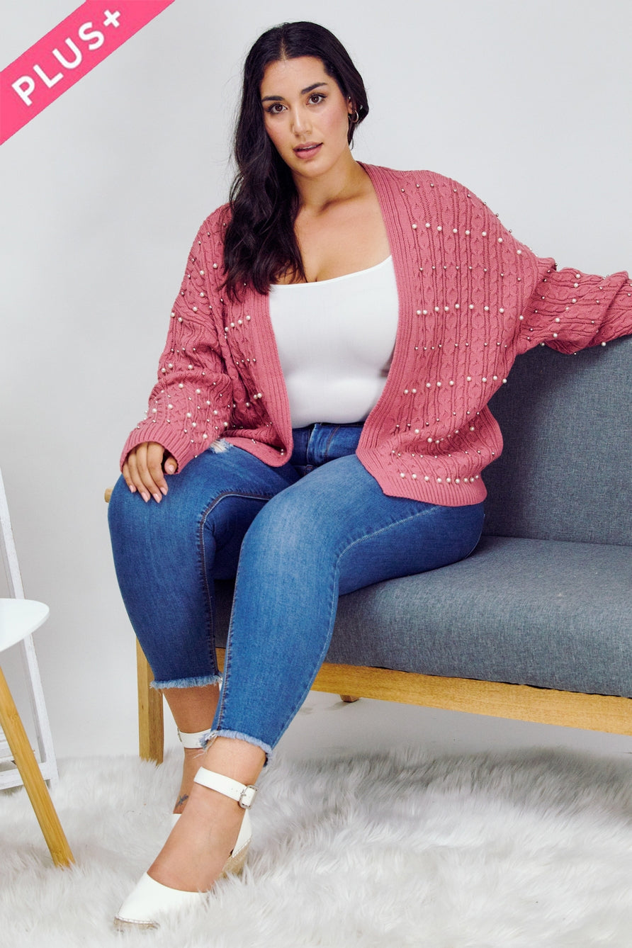 Plus Pearl Dusty Pink Cardigan
