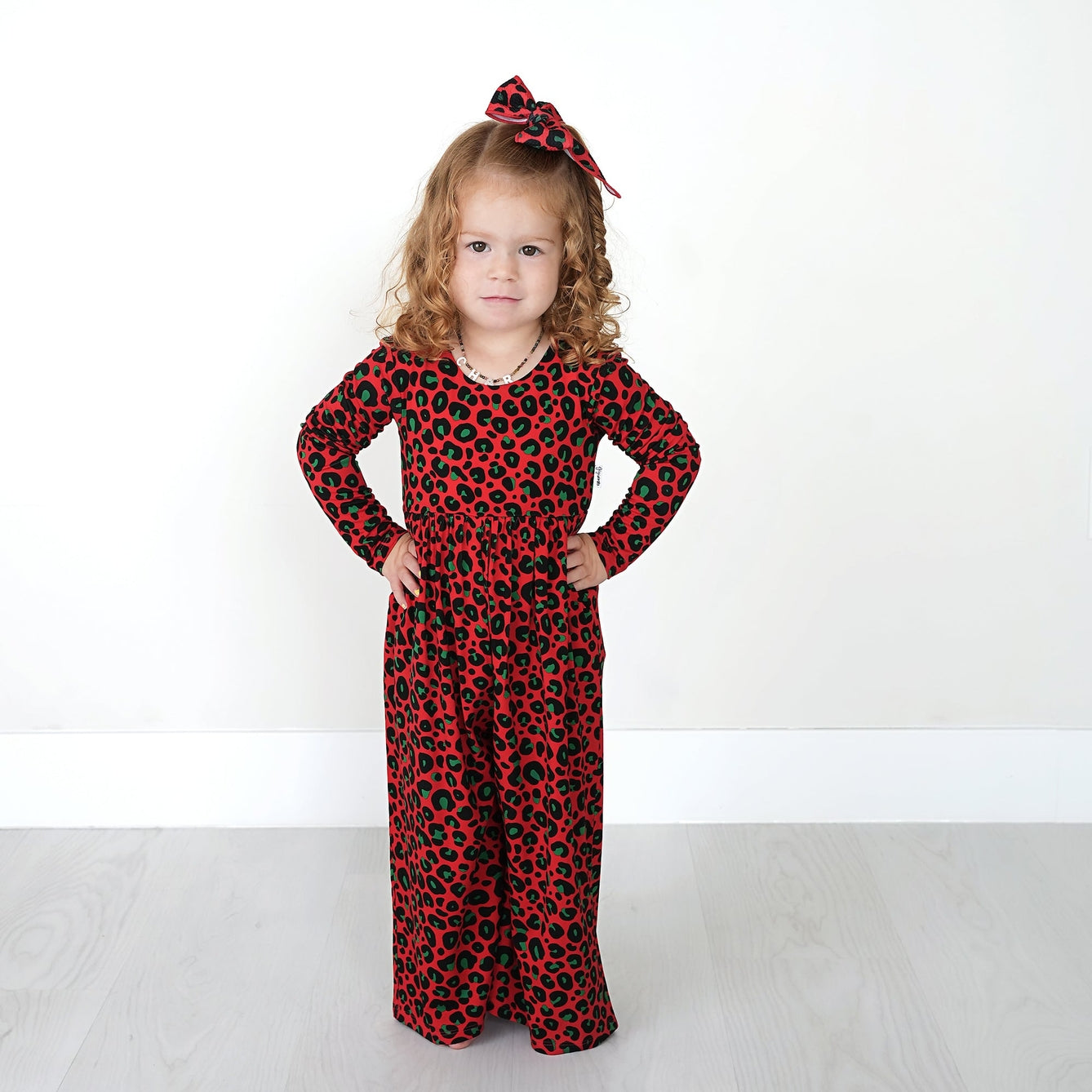 Xmas Bamboo Leopard Wide Leg Romper