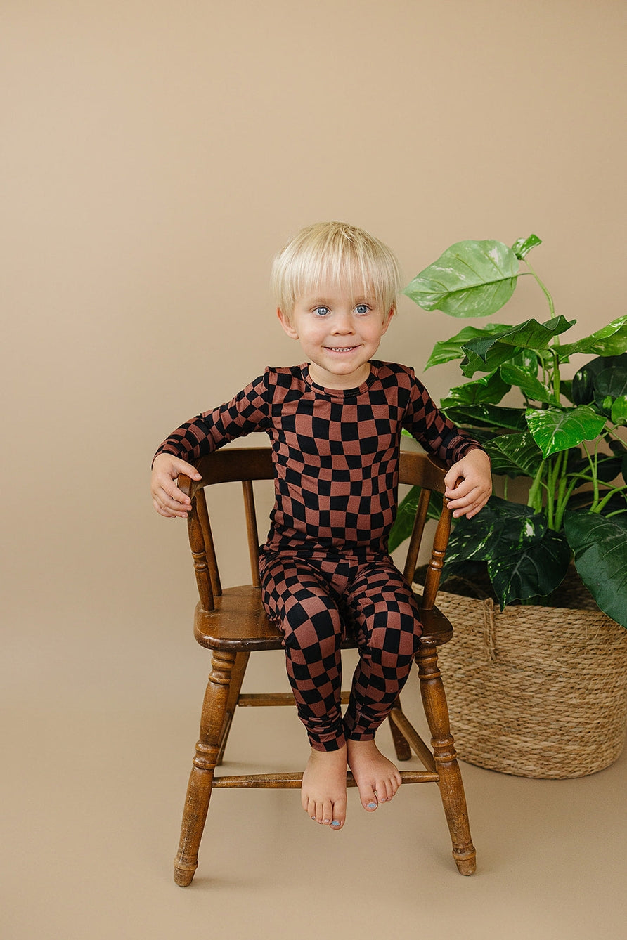 Checkered Bamboo Kids Set
