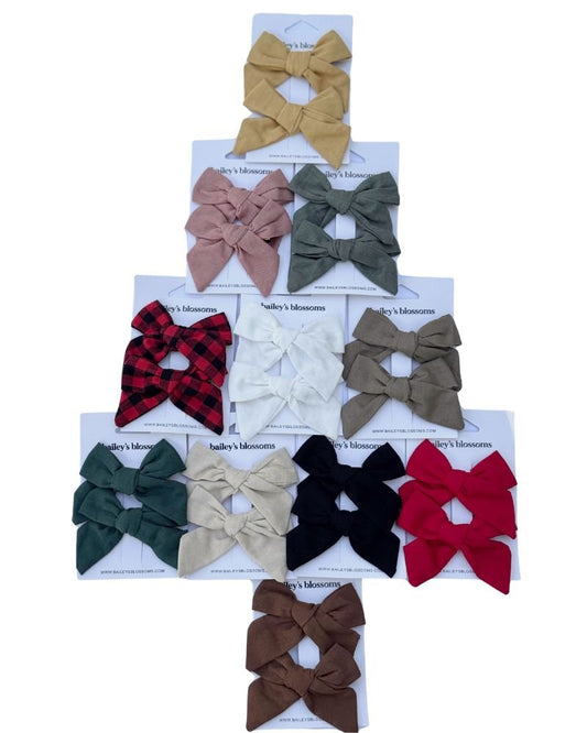 Linen Cotton Piggie Bow Sets