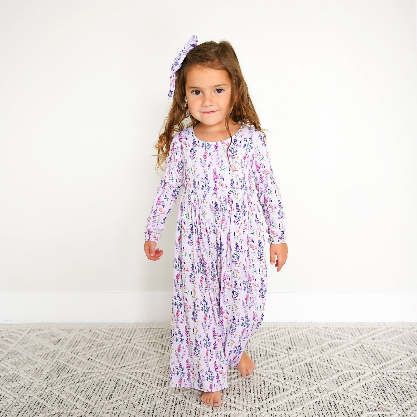 Purple Floral Bamboo Wide Leg Kids Romper