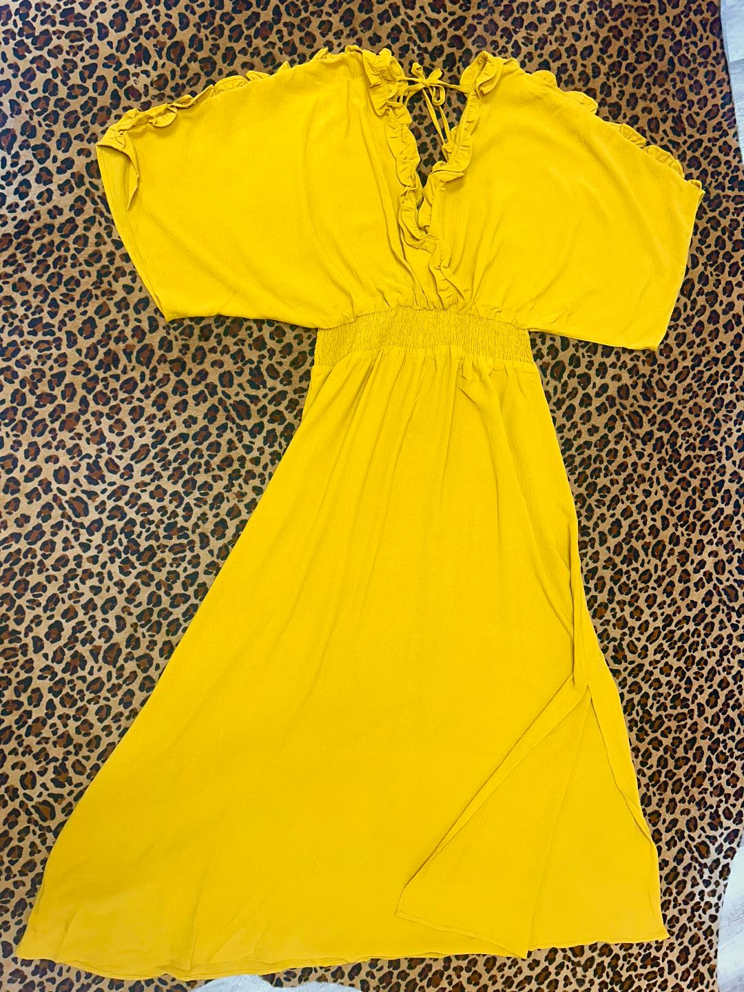 Mustard Ruffle Maxi Dress