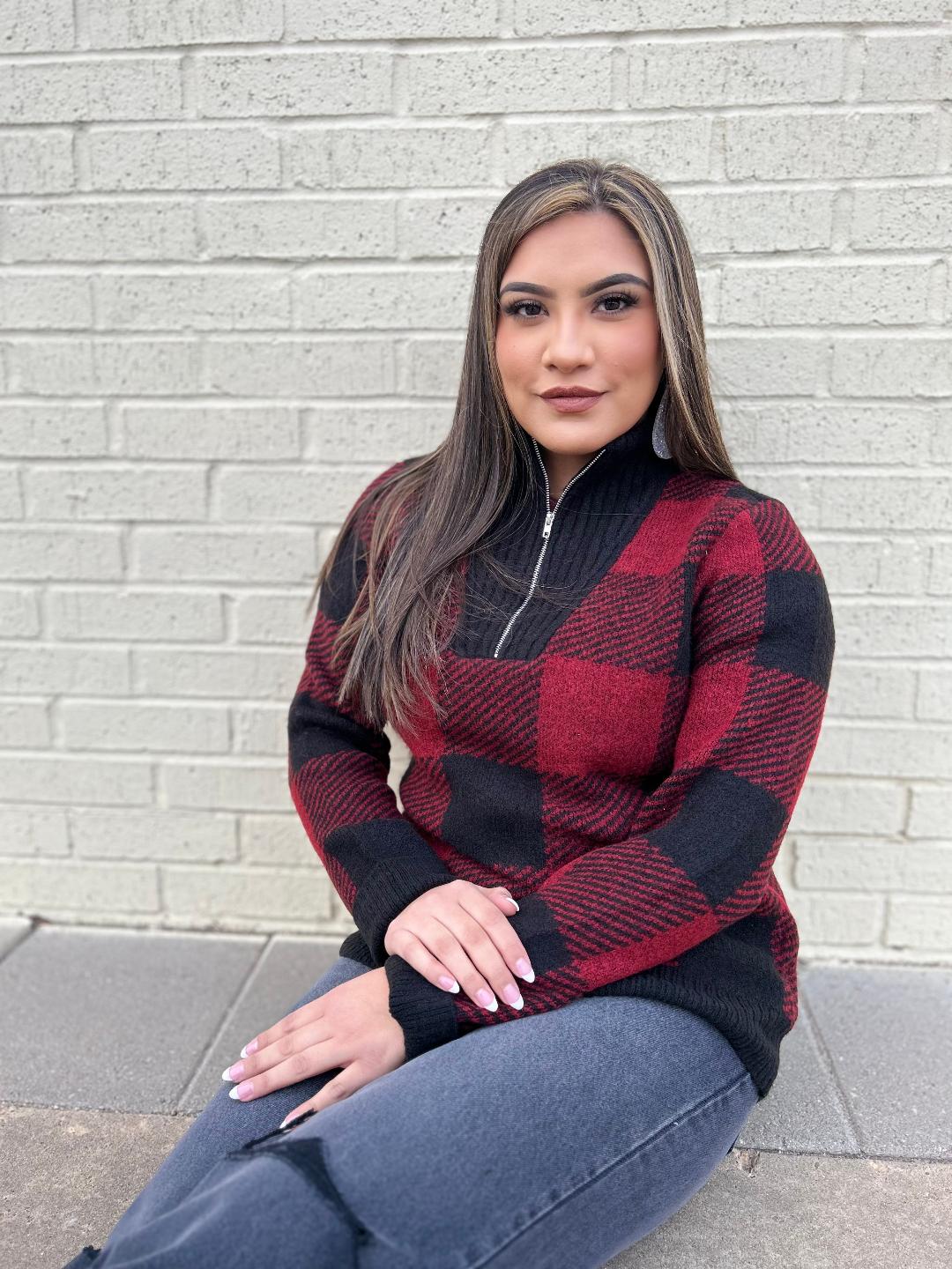 Red & Black Plaid Sweater